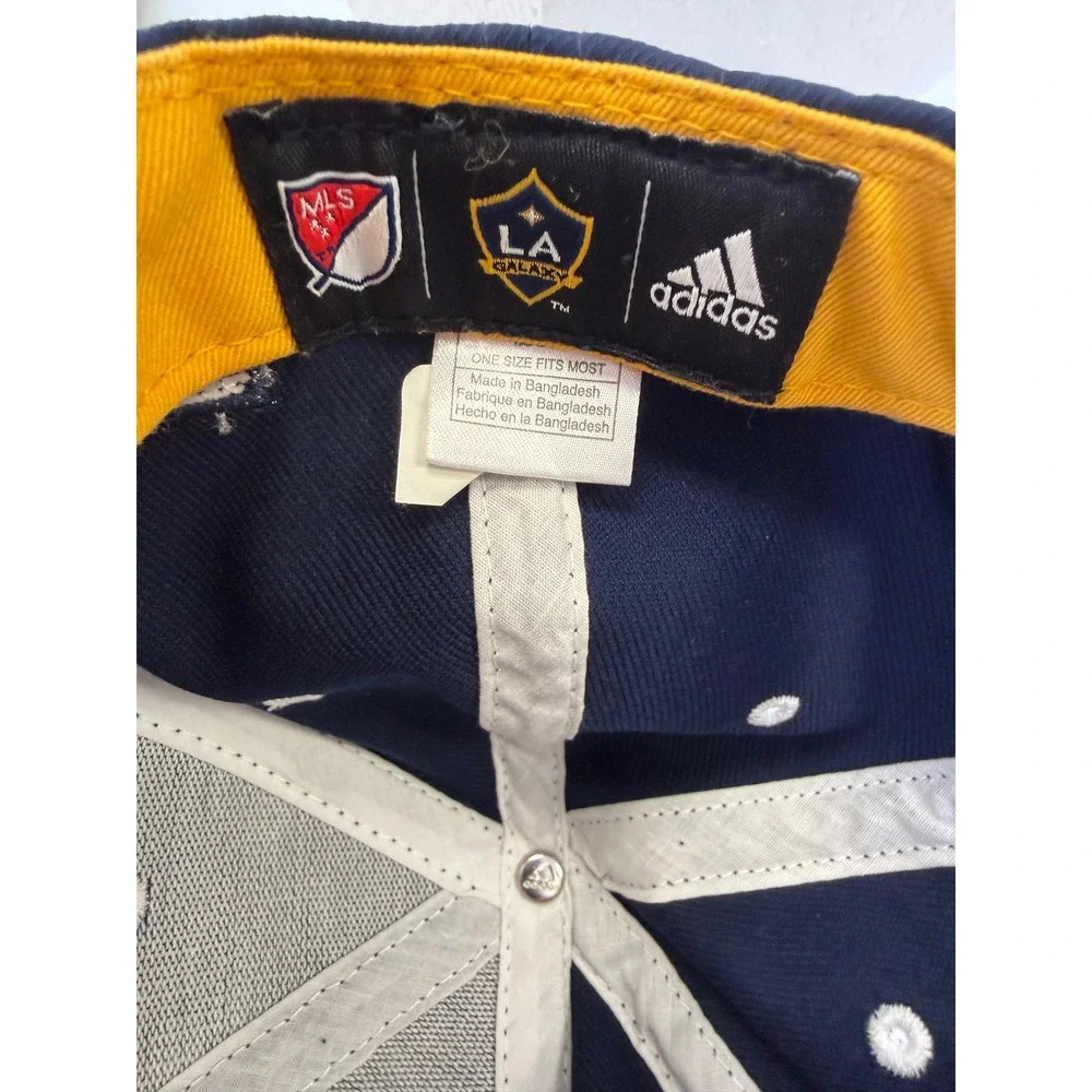 Adidas LA Galaxy MLS Youth Snapback Hat Navy Blue Grey Flat Brim Cap S8DEA